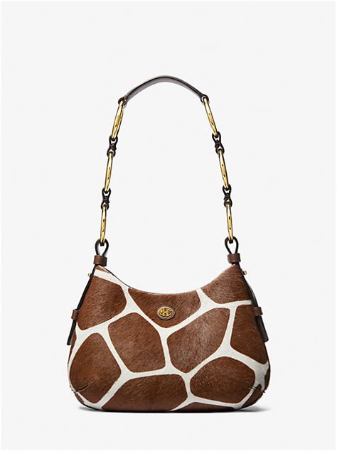 Mini Giraffe Print Calf Hair Hobo Shoulder Bag 